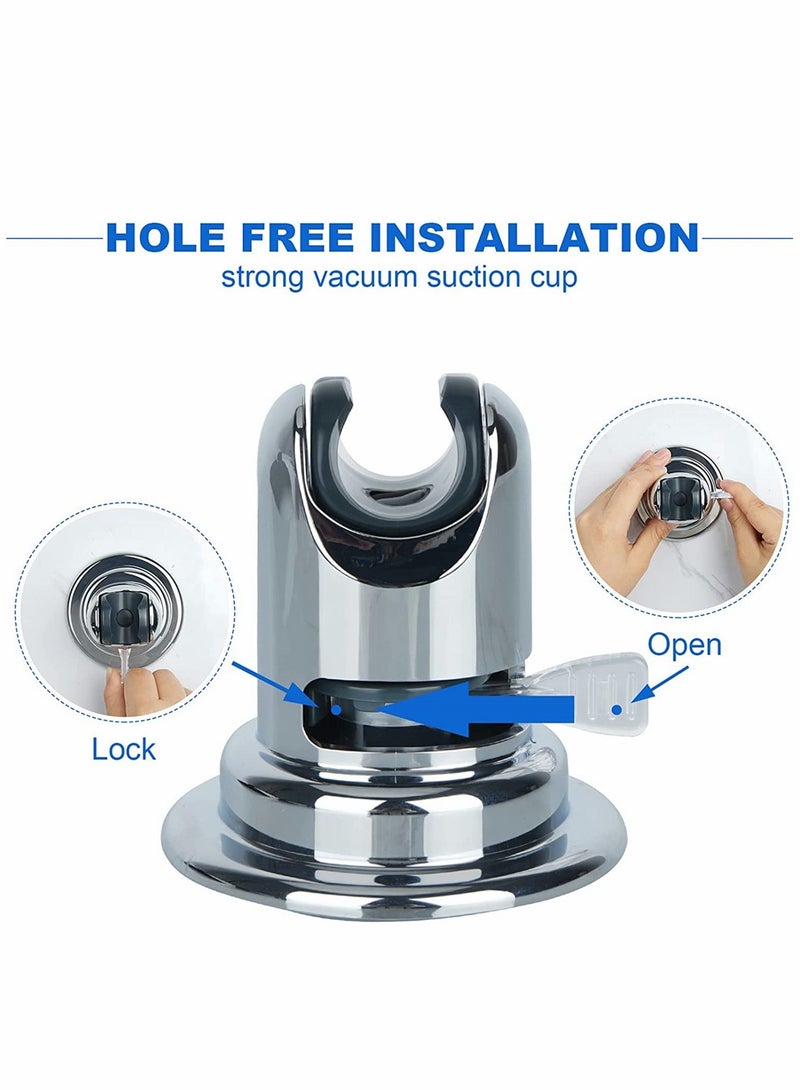 Luckam Bathroom Showers Holder, 15° Suction Cup Adjustable Shower Head Holder Removable Wall Mounted Handheld Shower Head Bracket for Home Bathroom Accessories, Suction Cup Style - Image 2