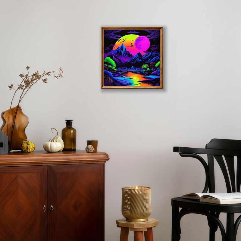CHWGLFGG 5D Diamond Art Kits for Adults Beginners, Landscape Diamond Painting Kits, DIY Neon Mountain Forest Full Round Drill Paint by Diamonds Dot Gem Art for Adults, Home Wall Decor 13.7X 13.7 Inch - Image 3