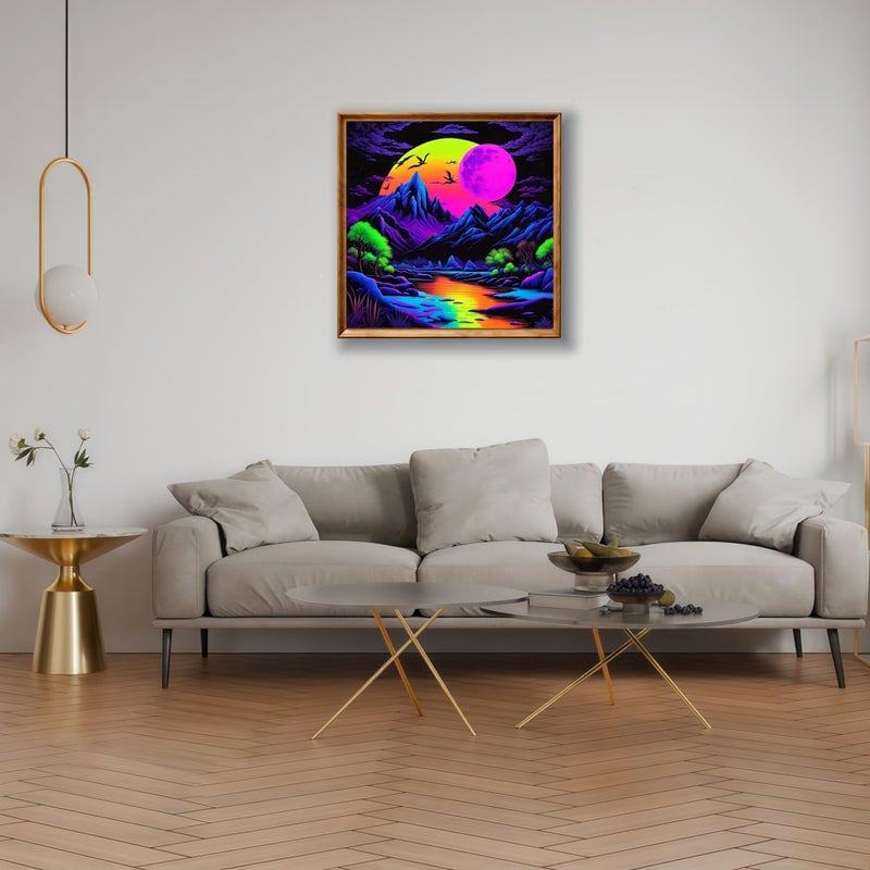CHWGLFGG 5D Diamond Art Kits for Adults Beginners, Landscape Diamond Painting Kits, DIY Neon Mountain Forest Full Round Drill Paint by Diamonds Dot Gem Art for Adults, Home Wall Decor 13.7X 13.7 Inch - Image 4