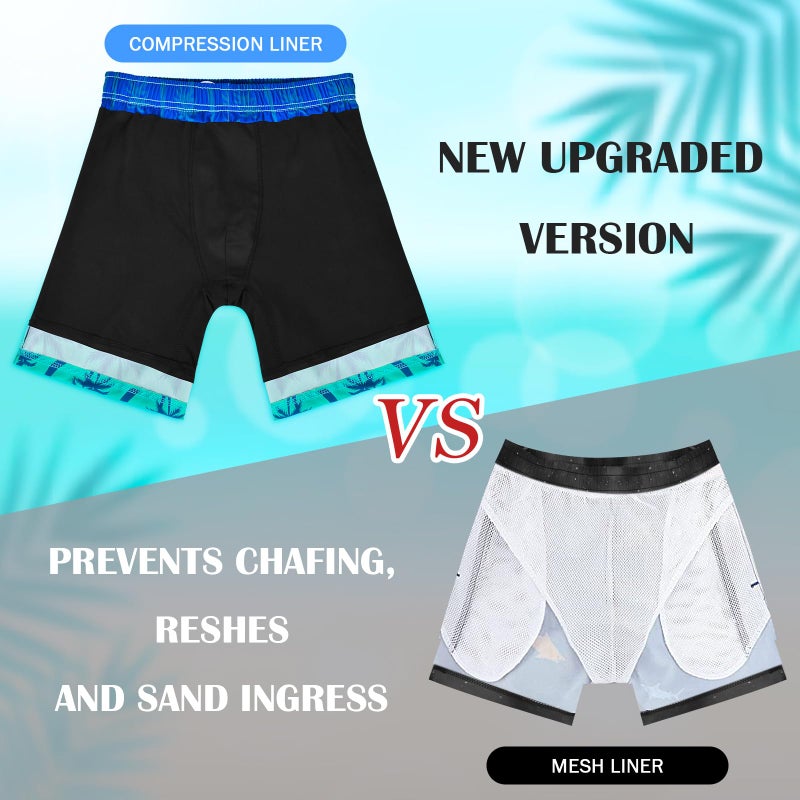 OlyPegic Boys Swim Trunks Size 14-16, Boy Swim Shorts Boy Bathing Suit Swimsuit Kids Swimwear Board Shorts with Boxer Brief Liner Compression Toddler Beach Running Swim Trunks (Coconut Tree) - Image 4