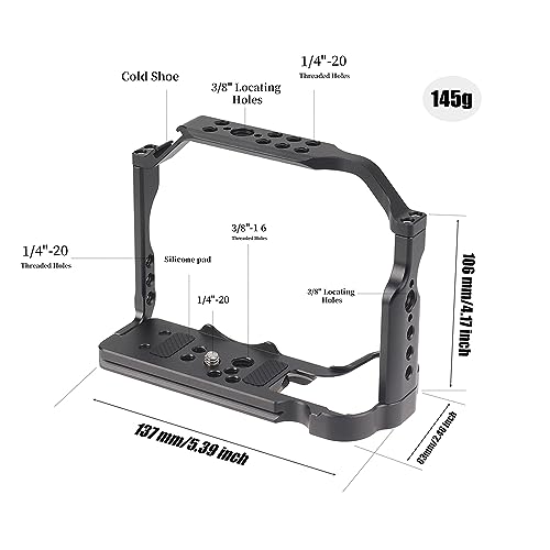 Hersmay R10 Cage with Top HandleAluminium Alloy Camera Cage for Canon EOS R10 Mirrorless Cameras Vlogging Video Shooting Filmmaking Rig Stabilizer with 14 Mounting and 38 Arri Locating Hole - Image 3