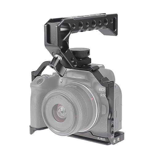 Hersmay R10 Cage with Top HandleAluminium Alloy Camera Cage for Canon EOS R10 Mirrorless Cameras Vlogging Video Shooting Filmmaking Rig Stabilizer with 14 Mounting and 38 Arri Locating Hole - Image 1