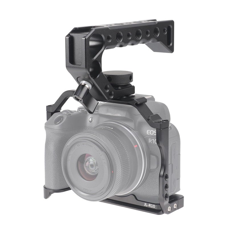 Hersmay R10 Cage with Top HandleAluminium Alloy Camera Cage for Canon EOS R10 Mirrorless Cameras Vlogging Video Shooting Filmmaking Rig Stabilizer with 14 Mounting and 38 Arri Locating Hole - Image 2