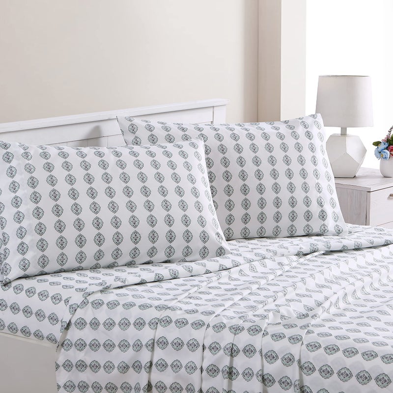 Modern Threads Printed 4-Piece Extra Soft Bedding Sheets & Pillowcase Set, Deep Pocket up to 16 inch Mattress Claire Full - Image 1