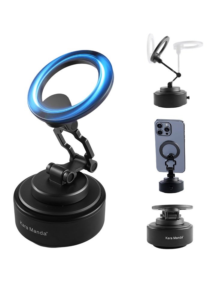 Kara Manda Vacuum Magnetic Suction Cup Phone Mount 360° Rotation Base HandsFree Adjustable Magnetic Car Phone Holder Magnetic Phone Holder Suitable for Car/Gym/Mirror/Smooth Surface  - Image 1