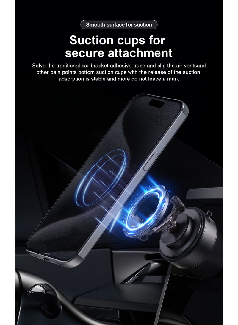 Kara Manda Vacuum Magnetic Suction Cup Phone Mount 360° Rotation Base HandsFree Adjustable Magnetic Car Phone Holder Magnetic Phone Holder Suitable for Car/Gym/Mirror/Smooth Surface  - Image 2