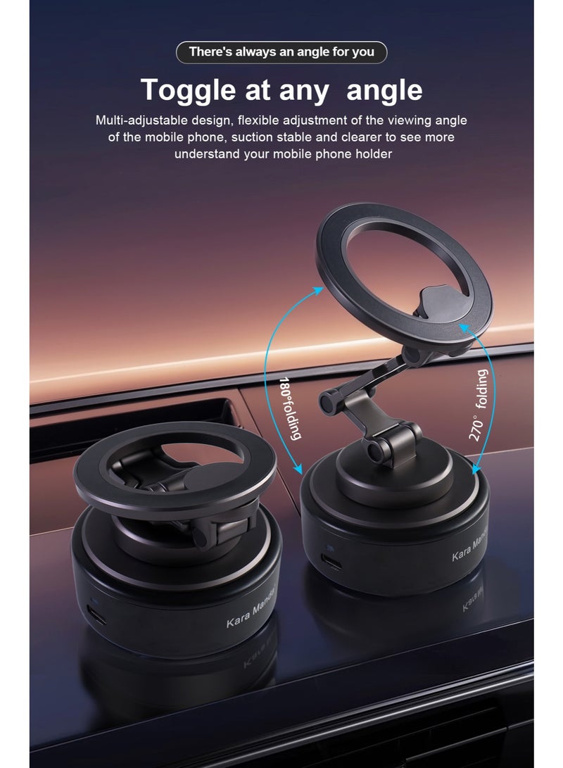 Kara Manda Vacuum Magnetic Suction Cup Phone Mount 360° Rotation Base HandsFree Adjustable Magnetic Car Phone Holder Magnetic Phone Holder Suitable for Car/Gym/Mirror/Smooth Surface  - Image 4