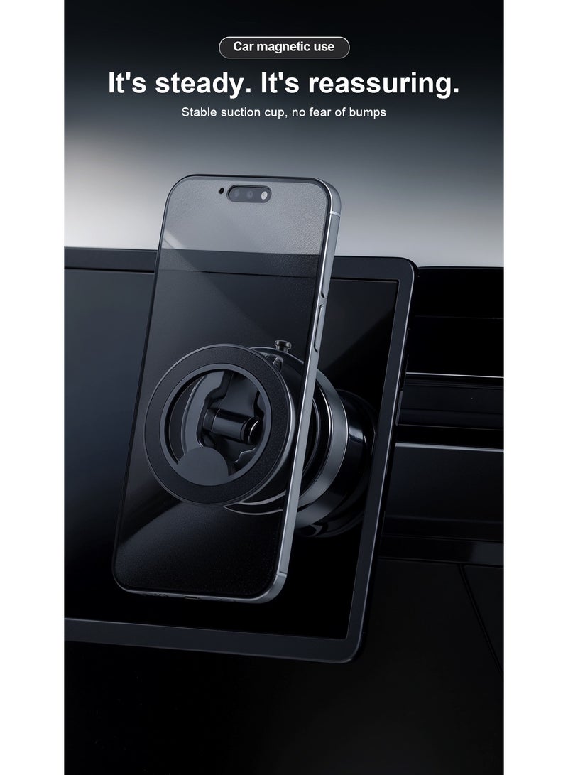 Kara Manda Vacuum Magnetic Suction Cup Phone Mount 360° Rotation Base HandsFree Adjustable Magnetic Car Phone Holder Magnetic Phone Holder Suitable for Car/Gym/Mirror/Smooth Surface  - Image 5