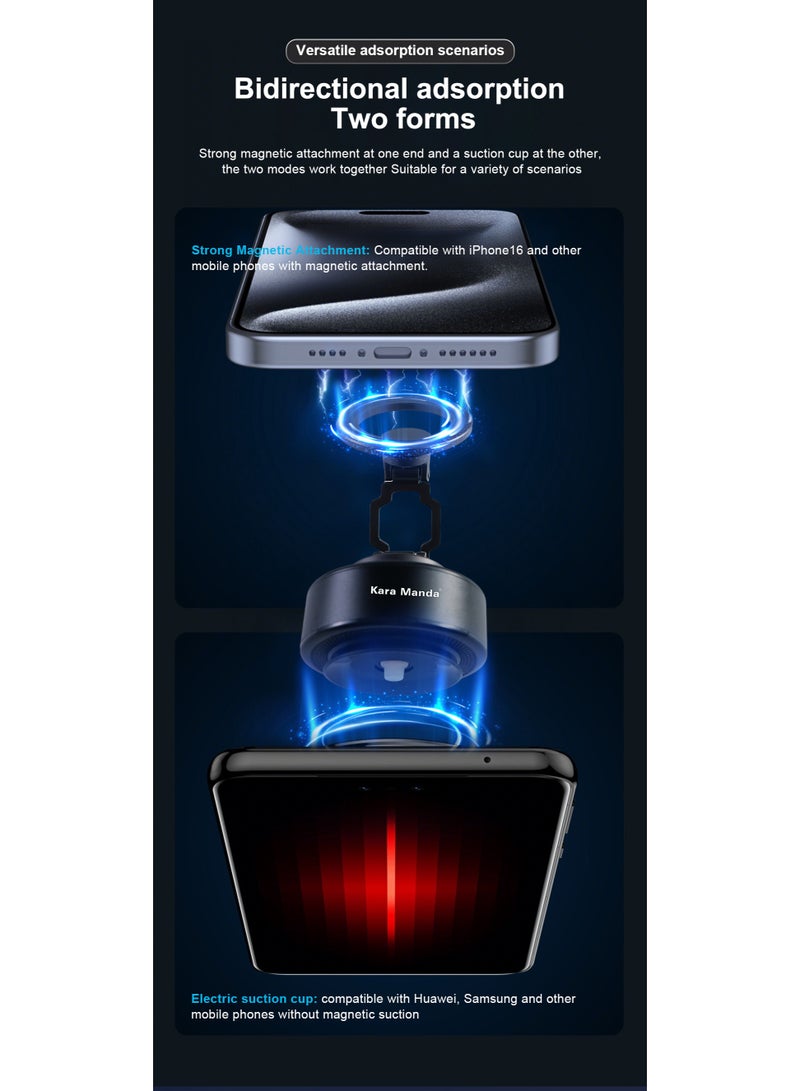 Kara Manda Vacuum Magnetic Suction Cup Phone Mount 360° Rotation Base HandsFree Adjustable Magnetic Car Phone Holder Magnetic Phone Holder Suitable for Car/Gym/Mirror/Smooth Surface  - Image 3