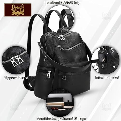 CLASSIC SMUGGLER Backpack Bags for Women/Girls Stylish Shoulder Sling Handbag Purse Office Travel College Daily-Use Convertible 13 Inch Laptop Backpacks Corporate (Black) - Image 3