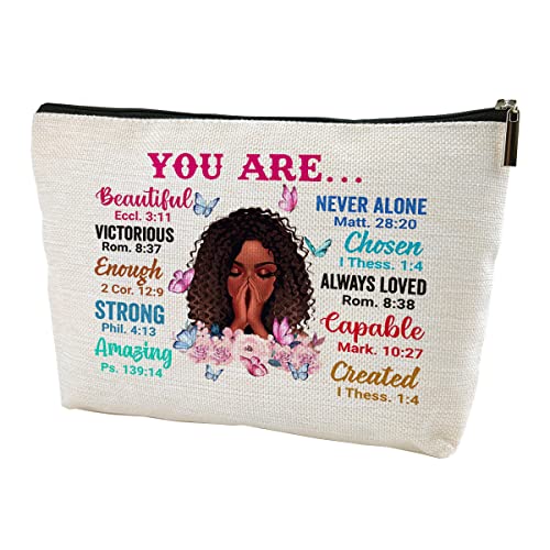 LANBAIHE African American Cosmetic Bag Gift - You are Unique Special Lovely Chosen Forgiven Travel Makeup Zipper Bag Black Girl & Women Inspirational Gifts for Friends,Sisters - Image 1