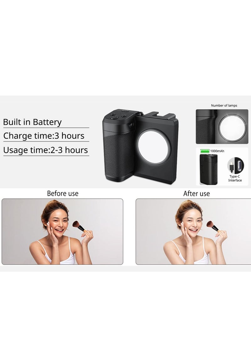 Captaintech Smartphone Tripod Mount Remote Control Cell Tripod Adapter Grip Holder Phone Handle Grip with Light Detachable Wireless Camera Shutter for Samsung Video Photo Shooting - Image 4