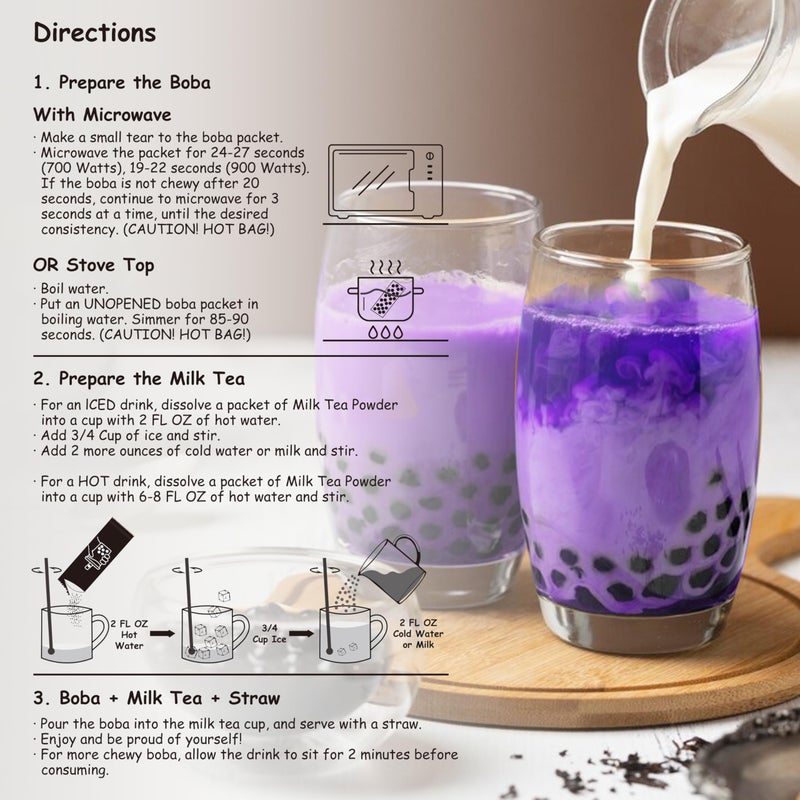 Boba Moo Premium Boba Tea Kit With Taro Milk Tea Flavor - Only 10,000 Kits Yearly, Small Batch Bubble Tea Kit With Exceptional Taste & Chewiness, Vegan, Lactose-Free, 6 Servings - Image 2