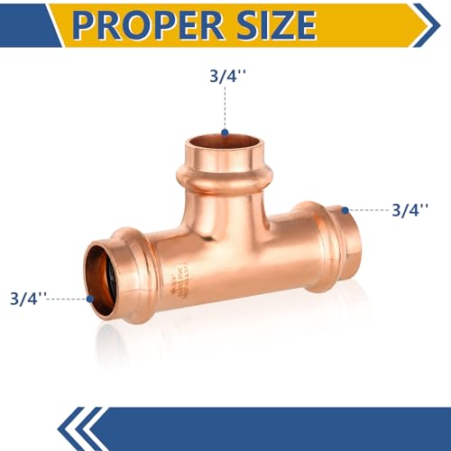 GUOFIS 10Pack GUOFIS Copper Press Tee34 x 34x 34 Tee Fittings for Copper Tube Connection with StopPRESS01610PCS - Image 3
