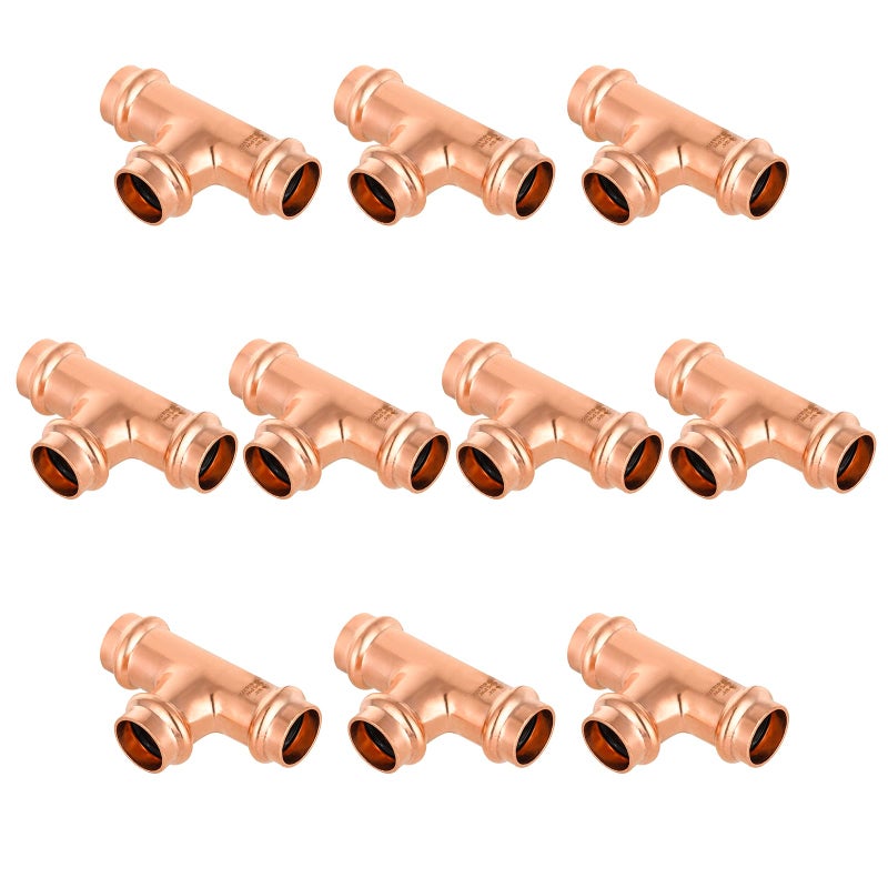 GUOFIS 10Pack GUOFIS Copper Press Tee34 x 34x 34 Tee Fittings for Copper Tube Connection with StopPRESS01610PCS - Image 2