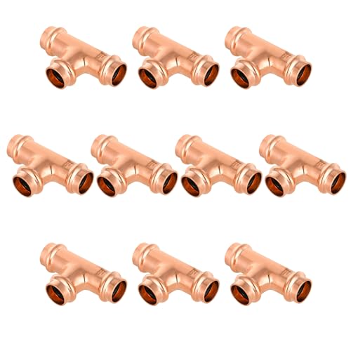 GUOFIS 10Pack GUOFIS Copper Press Tee34 x 34x 34 Tee Fittings for Copper Tube Connection with StopPRESS01610PCS - Image 1