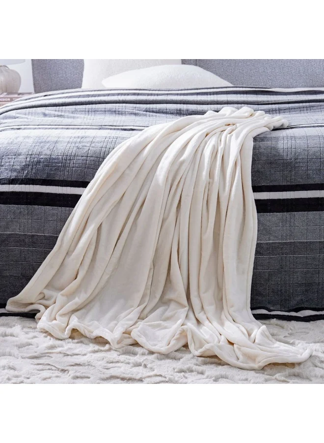 DANUBE HOME Micro Flannel Blankets Single 150X220Cm Ivory