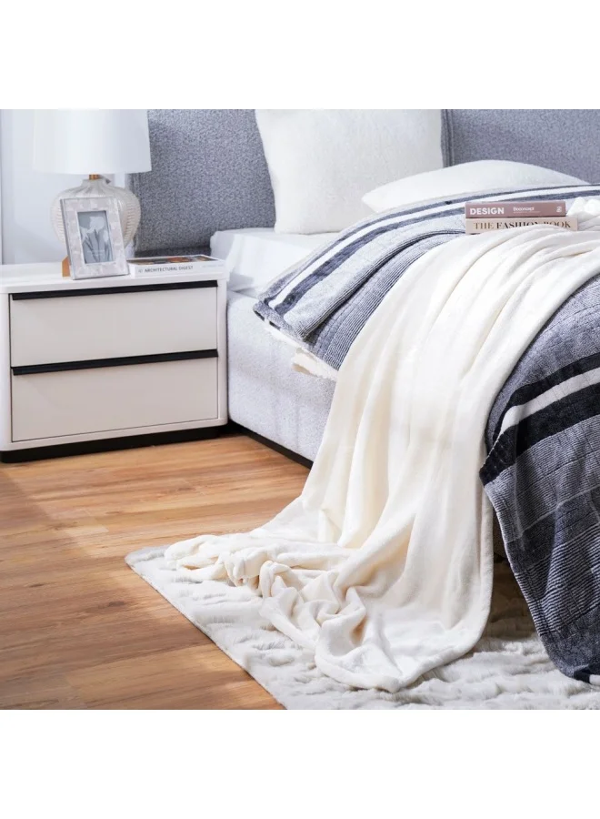 DANUBE HOME Micro Flannel Blankets Single 150X220Cm Ivory