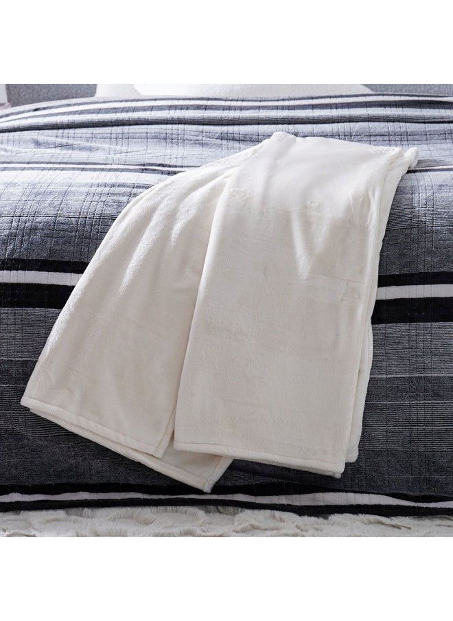 DANUBE HOME Micro Flannel Blankets Single 150X220Cm Ivory  - Image 1