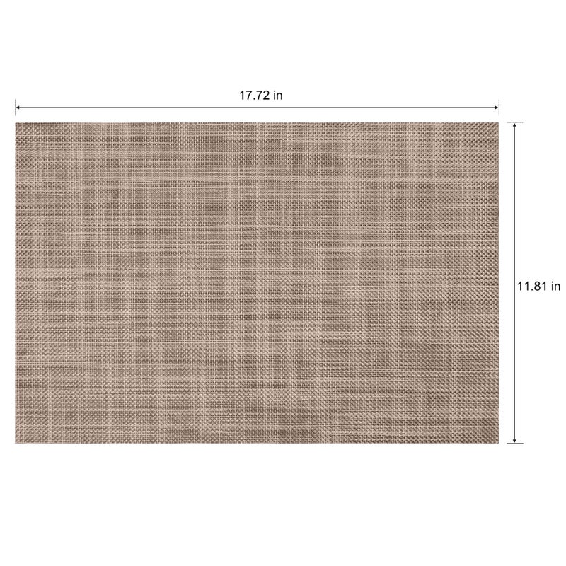 CADONO Placemats Set of 4 Washable Indoor/Outdoor Vinyl Place Mats for Dining Table Durable Non-Slip Heat Resistant PVC Weave Table Matsï¼ˆKhakiï¼‰ - Image 2