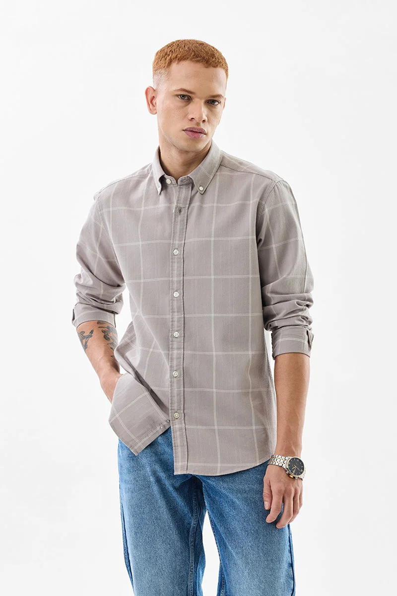 SNITCH Regular Fit Checks Light Grey Shirt