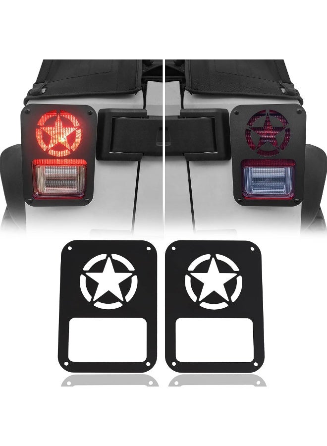 Hooke Road Hooke Road JK Wrangler Tail Light Guard, Five Star Taillight Cover for 2007-2018 Wrangler JK & Wrangler Unlimited - Pair  - Image 1