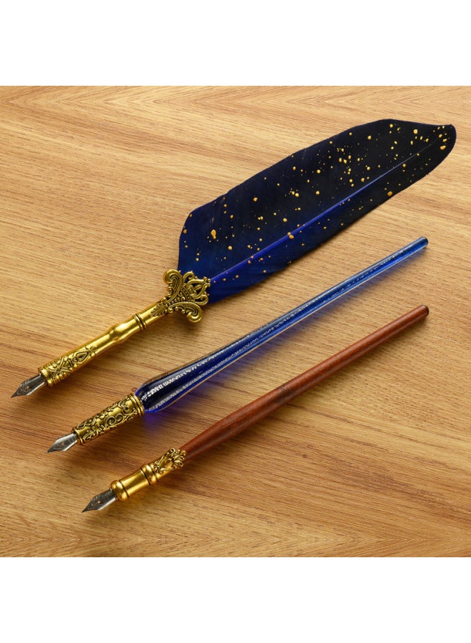 Autonomy European-style Quill Pen Set Can Add Logo Retro Sprinkling Gold British Style Dip Pen Set Birthday Set - Image 4