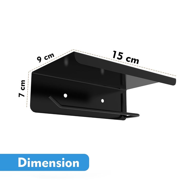 ACHRO Self Adhesive and Wall Mount Black Stainless Steel Toilet Paper Holder with Mobile Stand, Tissue Paper Holder with Shelf, Toilet Paper Roll Holder for Bathroom, Bathroom Accessories Black Finish - Image 5