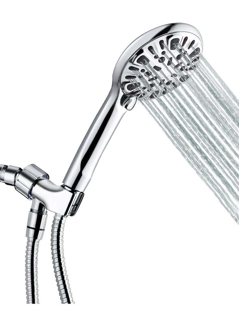 SYOSI Shower Head Handheld Showerhead Set 9 Settings High Pressure Handheld Shower Head with Massage Spa and Pause Mode Easy to Install Chrome Finish - Image 1