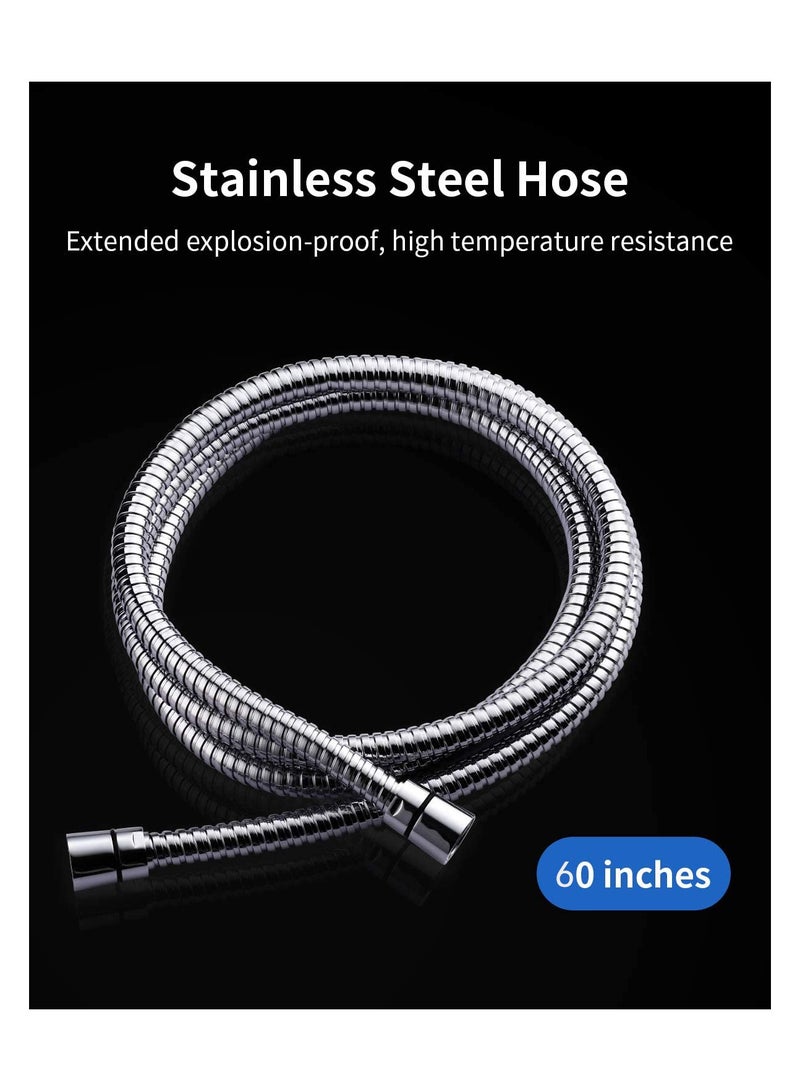 SYOSI Shower Head Handheld Showerhead Set 9 Settings High Pressure Handheld Shower Head with Massage Spa and Pause Mode Easy to Install Chrome Finish - Image 5