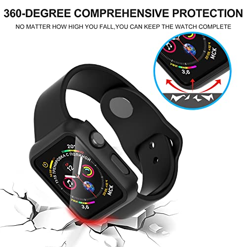 Diruite 2-Pack for Apple Watch Series 3/2/1 38mm Case, Ultra-Thin All-Around Tempered Glass Screen Protector Protection Cover for iWatch 38mm - Black - Image 5