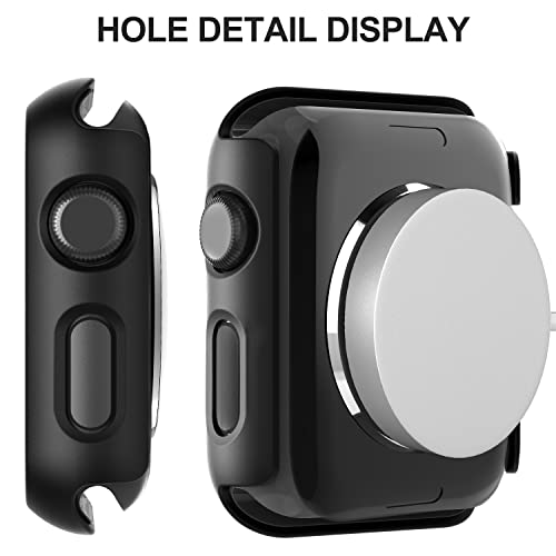 Diruite 2-Pack for Apple Watch Series 3/2/1 38mm Case, Ultra-Thin All-Around Tempered Glass Screen Protector Protection Cover for iWatch 38mm - Black - Image 4
