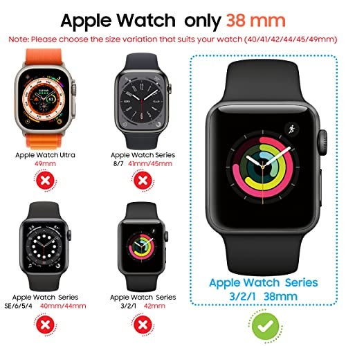 Diruite 2-Pack for Apple Watch Series 3/2/1 38mm Case, Ultra-Thin All-Around Tempered Glass Screen Protector Protection Cover for iWatch 38mm - Black - Image 2