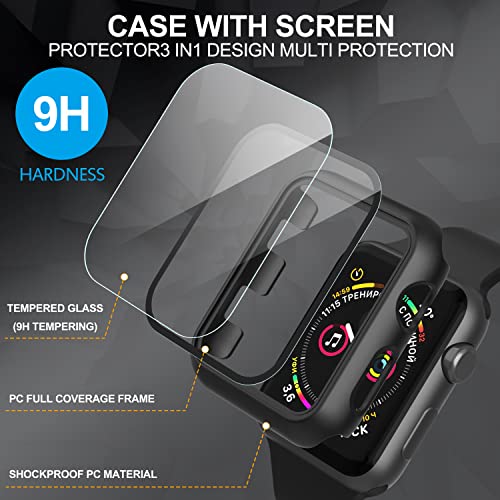 Diruite 2-Pack for Apple Watch Series 3/2/1 38mm Case, Ultra-Thin All-Around Tempered Glass Screen Protector Protection Cover for iWatch 38mm - Black - Image 3