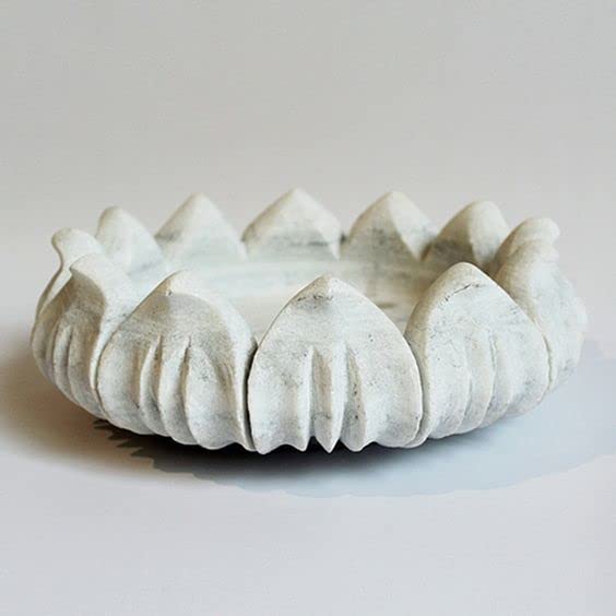 R&M RM Marble Multi-Utility Lotus Flower Shape Uruli for Diwali Decoration| Decorative Bowl for Flowers | Traditional Decor | Stone Urli Bowl for Home Decoration | Uruli | Marble Candle Holder  - Image 2