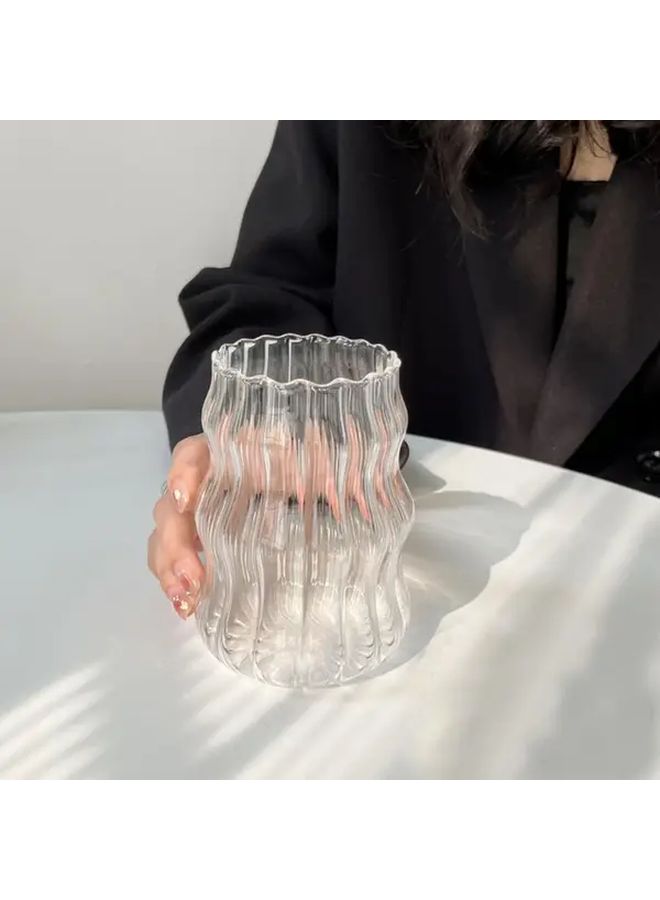 أكواب شرب غير منتظمة الشكل من الزجاج الشفاف بتصميم سحابي عالي الجودة قابل لإعادة الاستخدام بتصميم لطيف مثالي للقهوة المثلجة والشاي مناسب للاستخدام المنزلي وغرف المعيشة ومحلات المشروبات وطاولات القهوة والمطابخ - Image 4