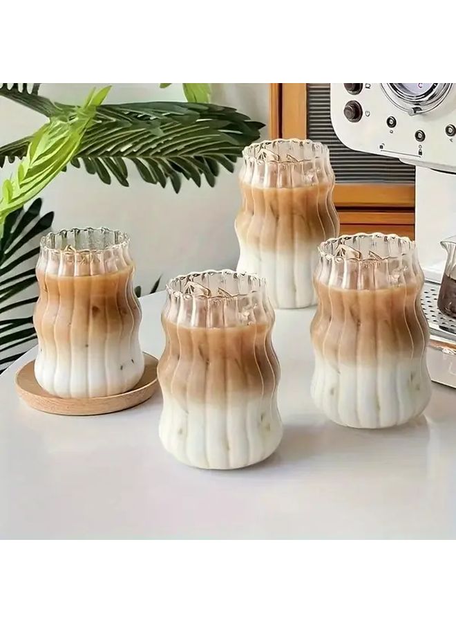 أكواب شرب غير منتظمة الشكل من الزجاج الشفاف بتصميم سحابي عالي الجودة قابل لإعادة الاستخدام بتصميم لطيف مثالي للقهوة المثلجة والشاي مناسب للاستخدام المنزلي وغرف المعيشة ومحلات المشروبات وطاولات القهوة والمطابخ - Image 1