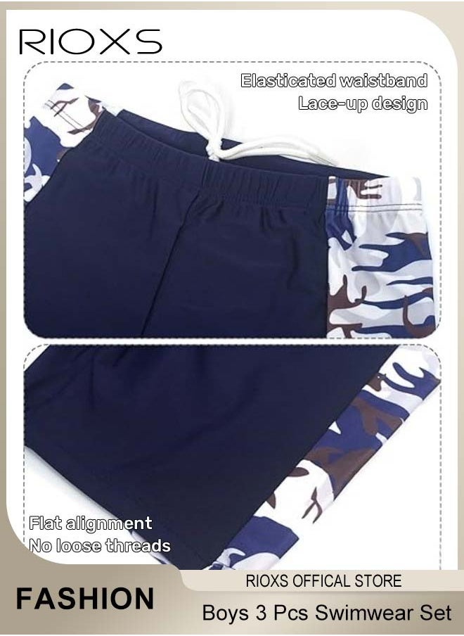 3 Pcs Swimwear Set- Swimsuits+Swimming Shorts+Swim Cap,Breathable Swimsuits for Boys,Lightweight Quick-drying Short Sleeve Swimwear Sets,Suitable for Swimming,Surfing,Bathing,Swimming Pool or Beach Wear - pzsku/Z1DDC1A2A2053D8D9642BZ/45/_/1737007470/da2053e5-158d-4f38-8a9c-c76c6a8877d0