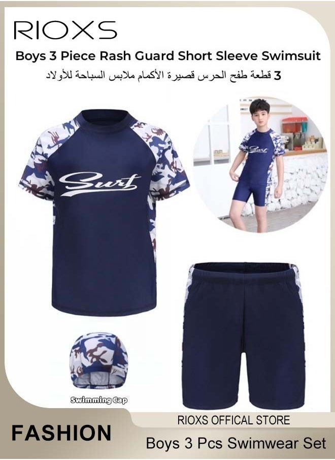 3 Pcs Swimwear Set- Swimsuits+Swimming Shorts+Swim Cap,Breathable Swimsuits for Boys,Lightweight Quick-drying Short Sleeve Swimwear Sets,Suitable for Swimming,Surfing,Bathing,Swimming Pool or Beach Wear - pzsku/Z1DDC1A2A2053D8D9642BZ/45/_/1739177055/b7e4ccca-881c-49c7-841f-076a4bca33ae