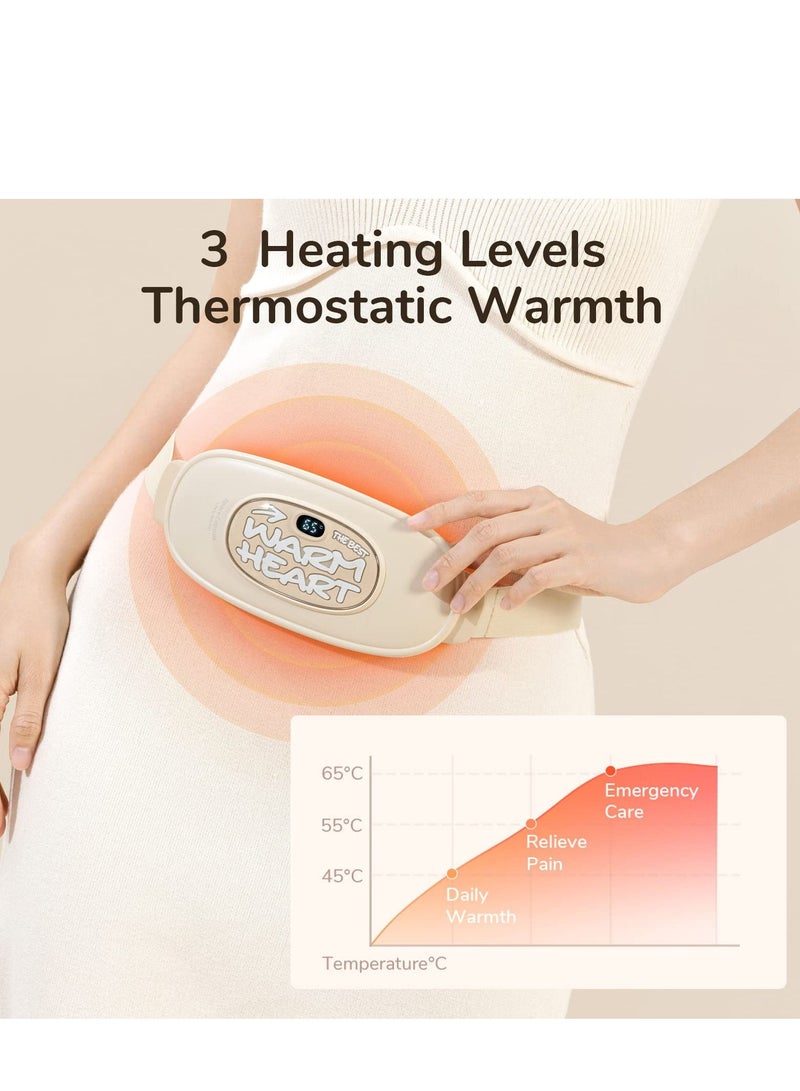 Excefore Portable Cordless Heating Pad, Electric Waist Belt Device, Fast Pad with 6 Vibration Modes and 3 Levels Back or Belly for Women Girl  - Image 3
