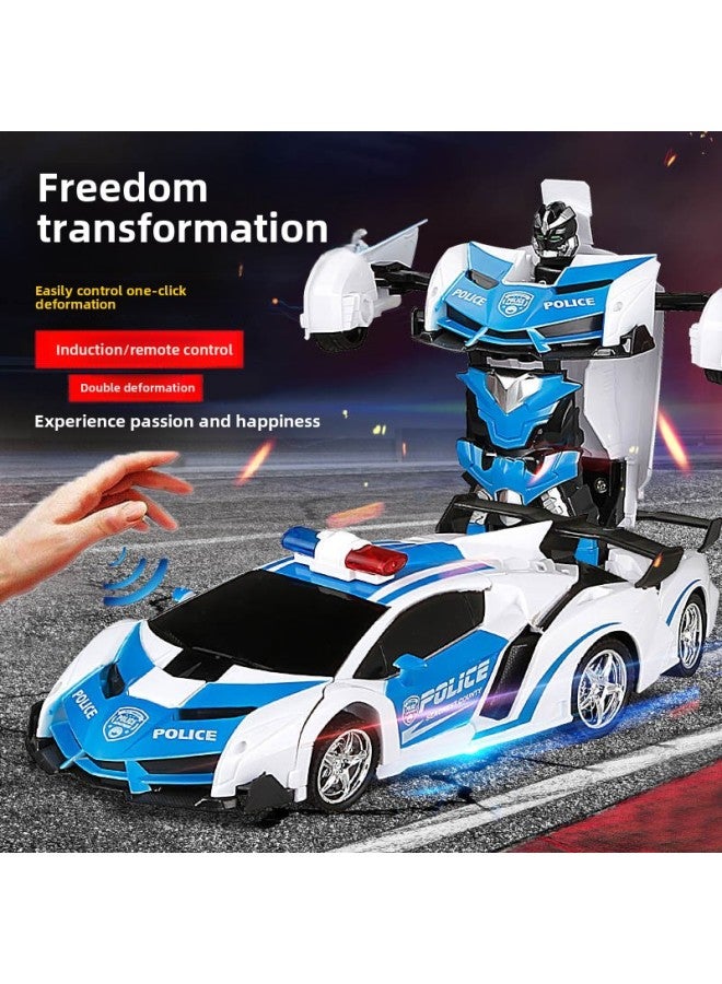 Deformation Remote Control Car One-button Remote Control Deformation Car Electric Diamond Deformation Robot Boy Children Toy Car-Color:Red Cloth ]-Proportion:1:18  - Image 2