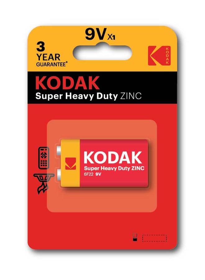 KODAK Super Heavy Duty  | 9V Cell Batteries | Disposable Household | Carbon Zinc 6LR61 | 9v | 1 Pack - pzsku/Z1DDC4919D3B49A1B9BF9Z/45/_/1709564178/9181258d-ebf6-4be6-99ef-8128325af8e6