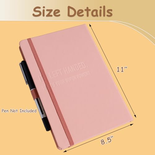 Urby Left Handed Journal w. Leather Cover. The Lefty Stuff Series. College Ruled Left Handed Notebooks, 200 Pages, 80GSM Premium Paper. US Letter Size. 11x8.5in. Light Pink - Image 2