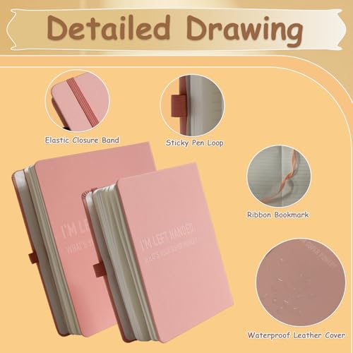 Urby Left Handed Journal w. Leather Cover. The Lefty Stuff Series. College Ruled Left Handed Notebooks, 200 Pages, 80GSM Premium Paper. US Letter Size. 11x8.5in. Light Pink - Image 4