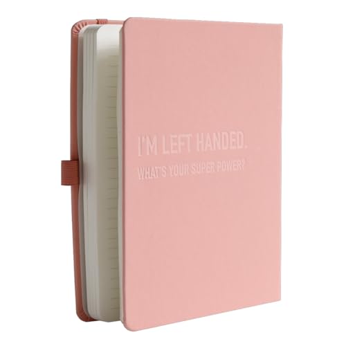 Urby Left Handed Journal w. Leather Cover. The Lefty Stuff Series. College Ruled Left Handed Notebooks, 200 Pages, 80GSM Premium Paper. US Letter Size. 11x8.5in. Light Pink - Image 1