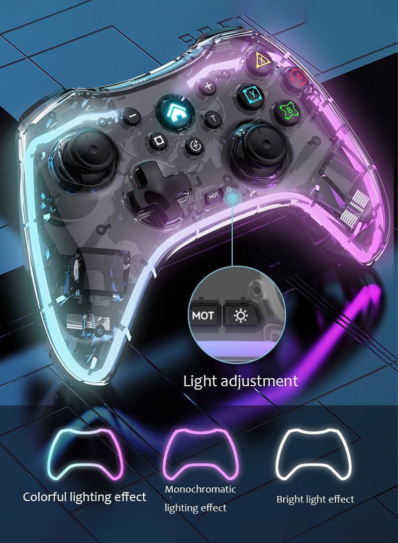 Switch Gamepad Handle,Transparent RGB Glare,Bluetooth Wireless 2.4G Gamepad,Suitable for PC/ Computer Version/TV,Android /IOS Mobile Phone,Switch(Plus Receiver)  - Image 3