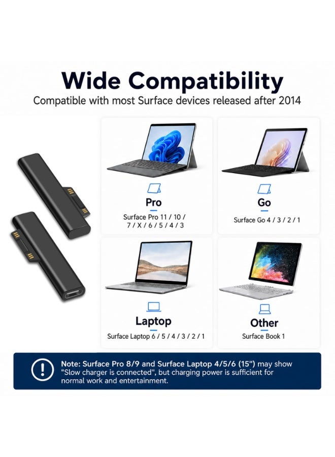 Surface Connect to USB-C Charging Adapter, Black, for Microsoft Surface Pro/Go/Laptop - Image 3