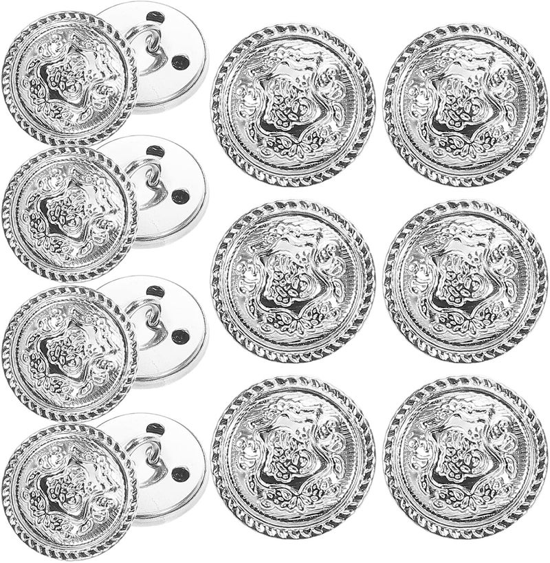 KALLORY 14pcs Silver White Metal Buttons for Clothes British Style Suit Buttons Round Decorative Sewing for Women’s Coats and Knitwear Embellishments - Image 1