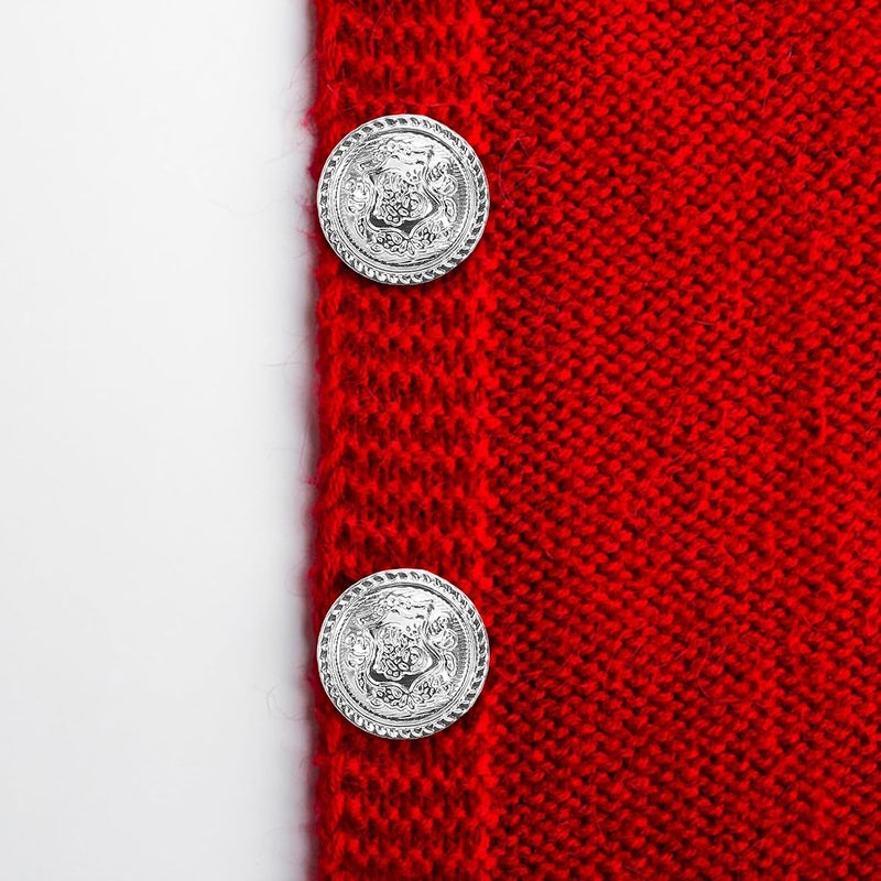 KALLORY 14pcs Silver White Metal Buttons for Clothes British Style Suit Buttons Round Decorative Sewing for Women’s Coats and Knitwear Embellishments - Image 5
