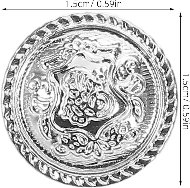 KALLORY 14pcs Silver White Metal Buttons for Clothes British Style Suit Buttons Round Decorative Sewing for Women’s Coats and Knitwear Embellishments - Image 2